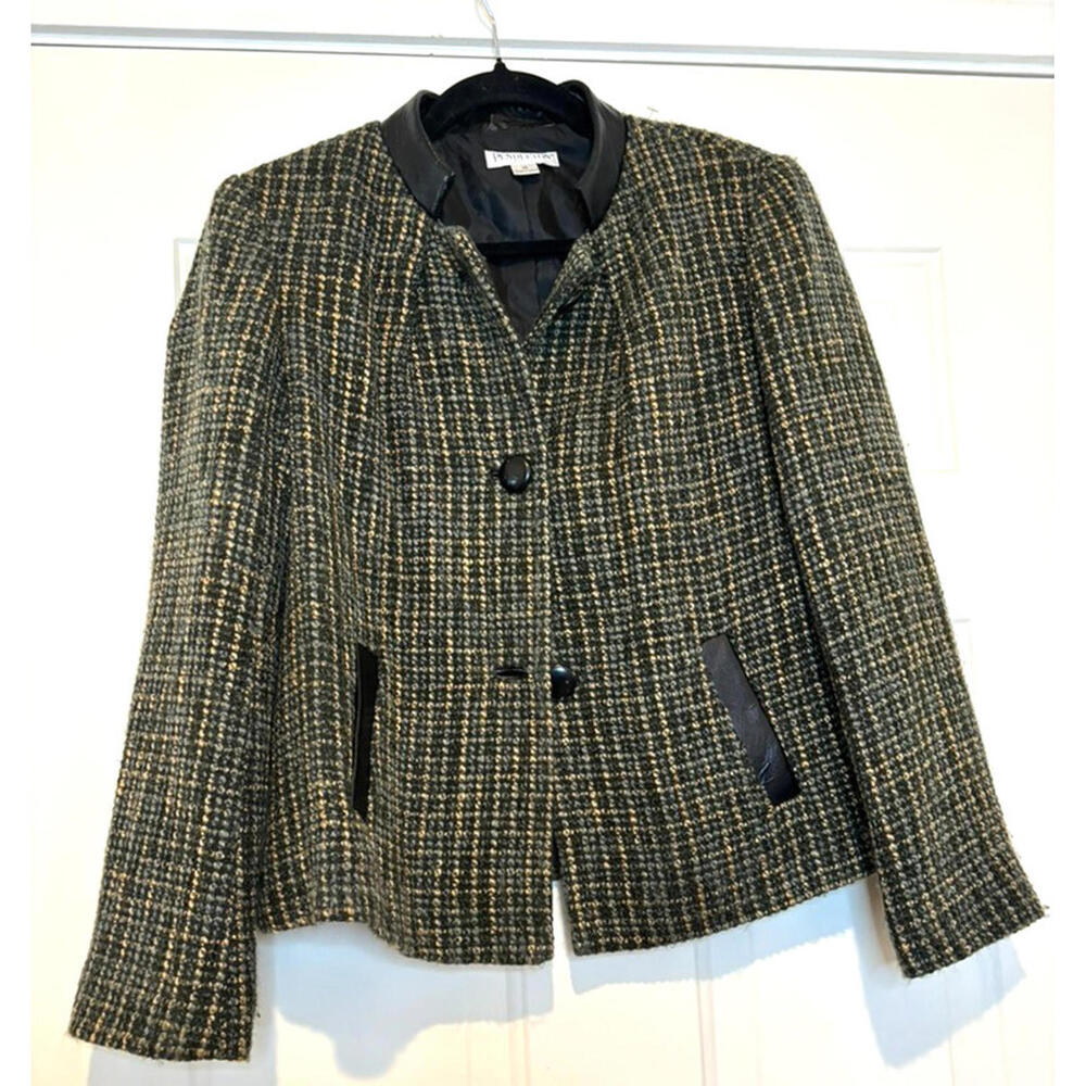 Women's Pendleton tweed blazer/jacket sz 10 petite high collar button front#3059